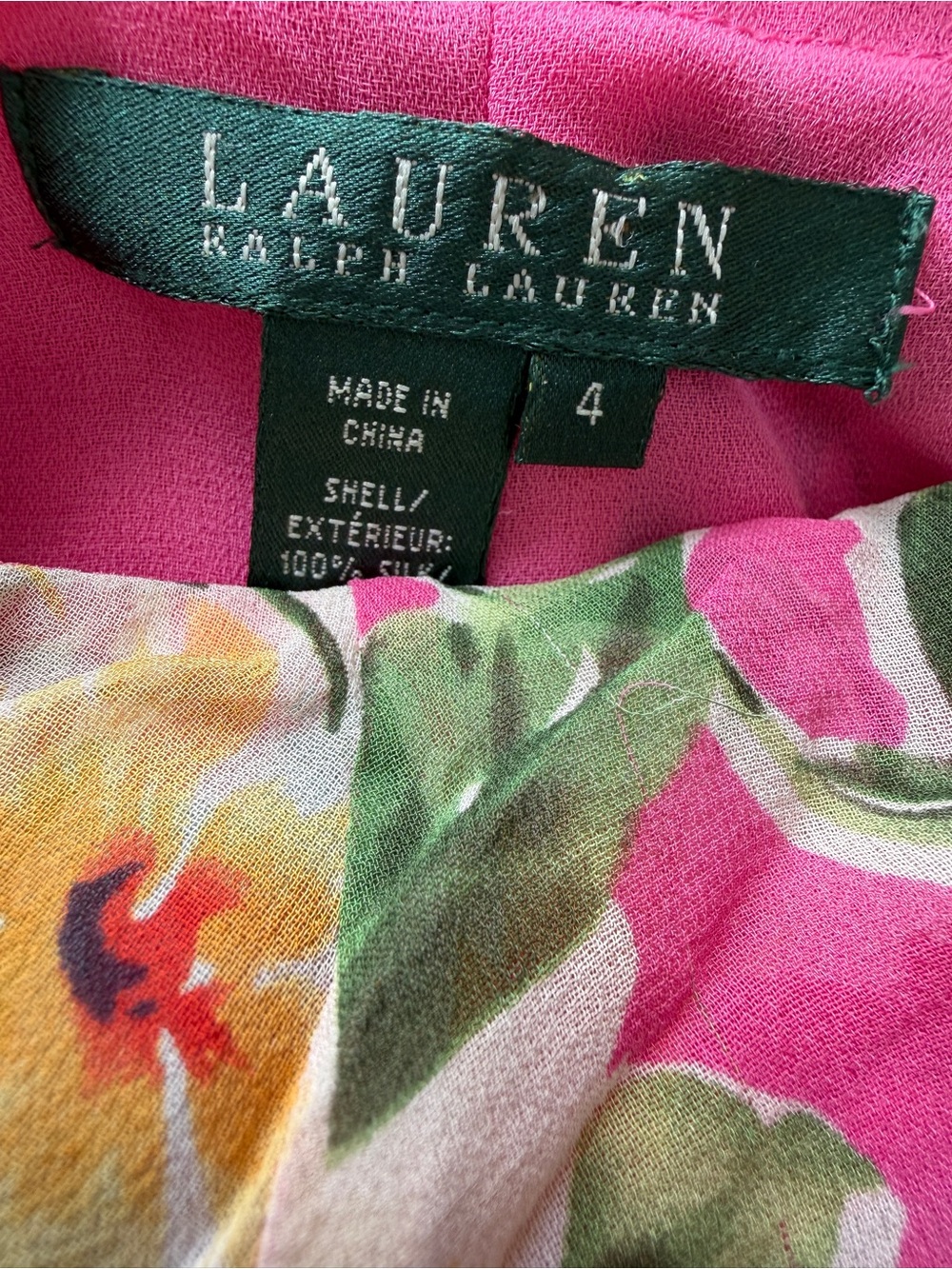 Lauren Ralph Lauren Hot Pink Floral Asymmetrical Handkerchief Skirt - Picture 5 of 5